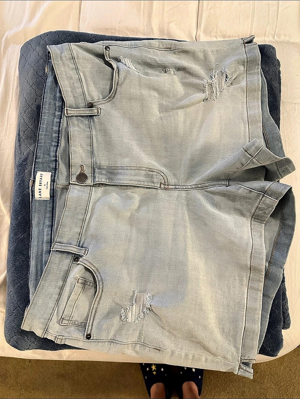 Lane Bryant Women's Distressed Jean Shorts in Blue Waist 22